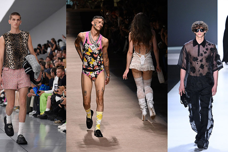 Menswear took a sensual turn at the leading luxury houses during the recent Fashion Weeks for spring-summer 2024.
Image: Julien De Rosa / Andreas Solaro / AFP
