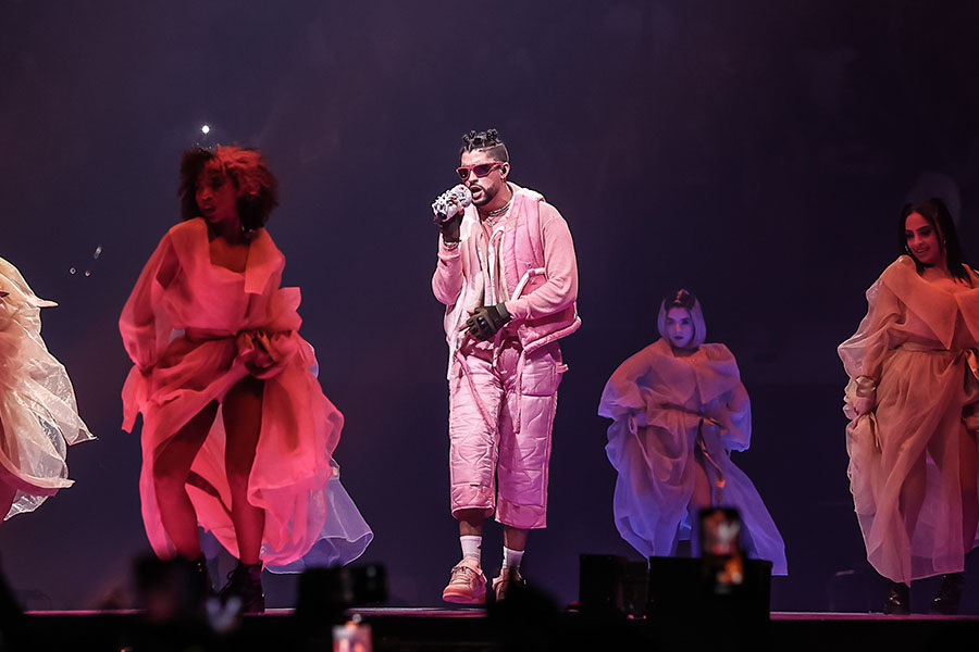 In this file photo, you can see Bad Bunny perform during his El Último Tour Del Mundo at FTX Arena on April 01, 2022, in Miami, Florida.