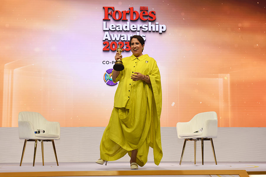 At the 12th edition of the Forbes India Leadership Awards (FILA), all eyes were on Monga as she walked in with her Oscar trophy in hand