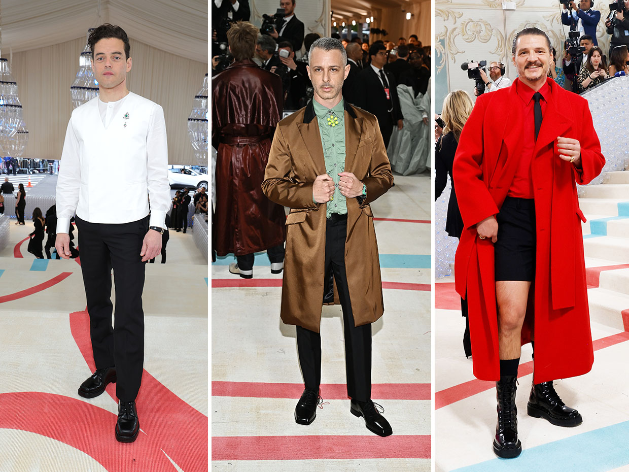 Rami Malek (Image: Kevin Mazur/MG23/Getty Images for The Met Museum/Vogue), Jeremy Strong (Image: Michael Buckner/Variety via Getty Images), and Pedro Pascal (Image: Taylor Hill/Getty Images)