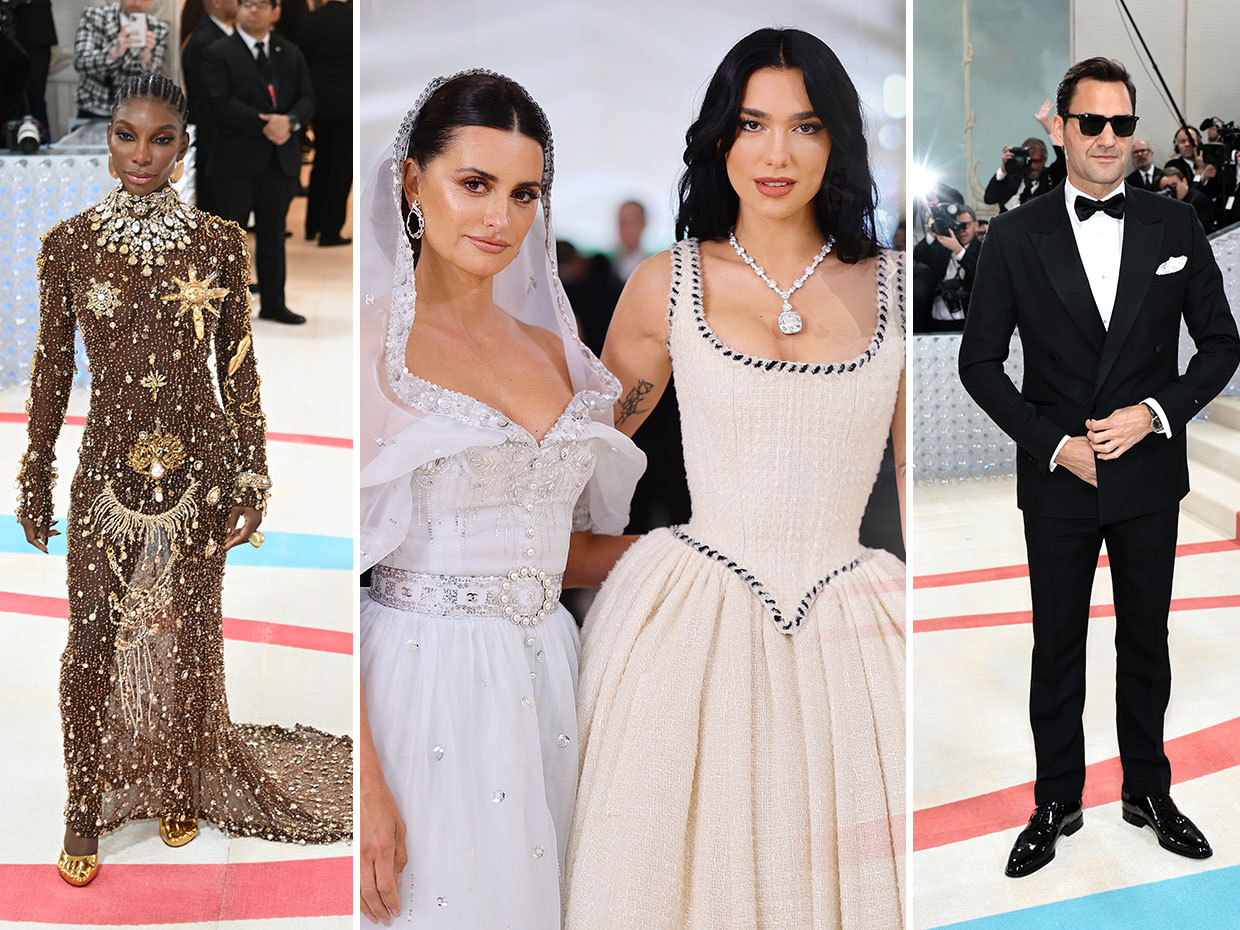 Michaela Cole (Image: Noam Galai/GA/The Hollywood Reporter via Getty Images), Penélope Cruz and Dua Lipa (Image: Matt Winkelmeyer/MG23/Getty Images for The Met Museum/Vogue), and Roger Federer (Image: Jamie McCarthy/Getty Images)