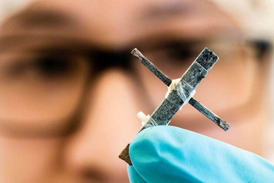 It may be bulky but the first wood transistor works. Image: Courtesy of Linköping University / Thor Balkhed