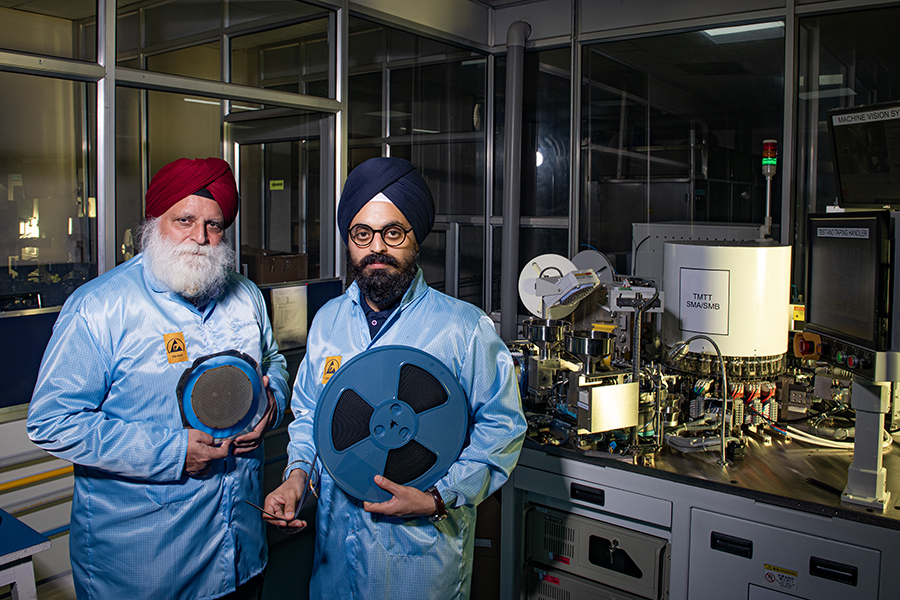 Inderdeep Singh, president & managing director and Prithvideep Singh, general manager, CDIL Semiconductors at their plant in Mohali. Image: Amit Verma
