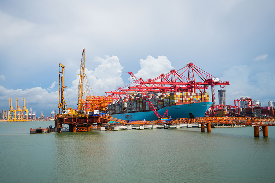 The Colombo West International Terminal (CWIT) project under construction in Colombo, Sri Lanka, on Wednesday, Nov. 8, 2023. Image: Thilina Kaluthotage/Bloomberg via Getty Images