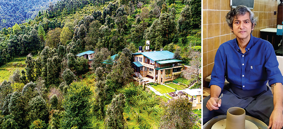 (Clockwise from left) The Belgadia Palace has 10 living areas, apart from 15 bedrooms as part of the homestay;  Akshita and
Mrinalika Bhanjdeo; the swimming pool
Image: Courtesy The Belgadia