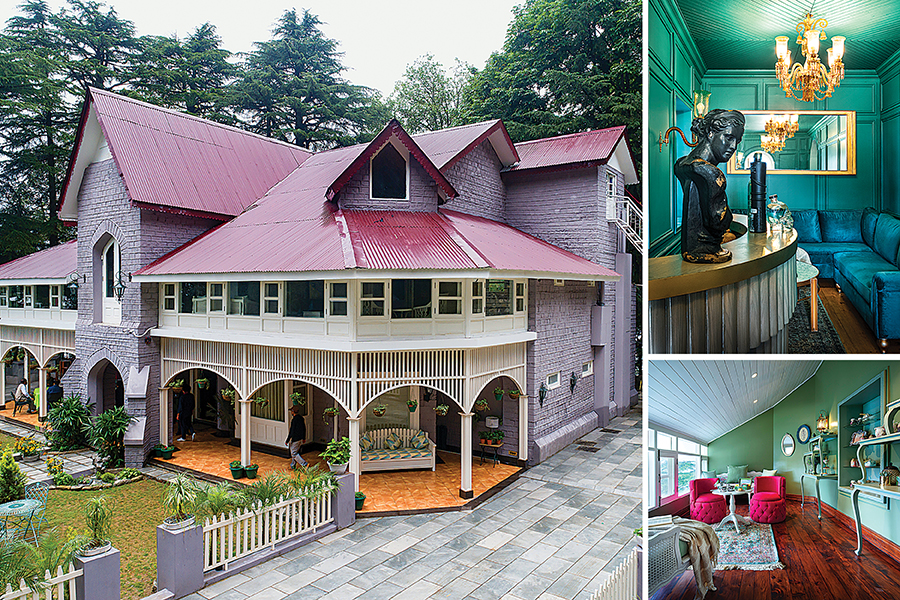 (Clockwise from left) The Belgadia Palace has 10 living areas, apart from 15 bedrooms as part of the homestay;  Akshita and
Mrinalika Bhanjdeo; the swimming pool
Image: Courtesy The Belgadia