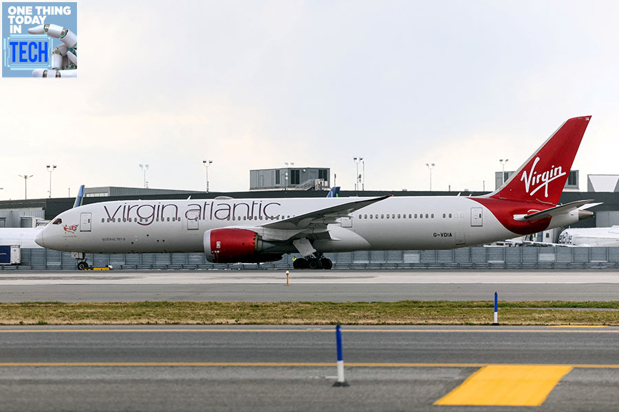 Virgin Atlantic Boeing 787 arrives to complete the first 100% Sustainable Aviation Fuel transatlantic flight from London's Heathrow airport to John F. Kennedy International Airport, in New York City, U.S., November 28, 2023.
Image: Reuters/Brendan McDermid 
