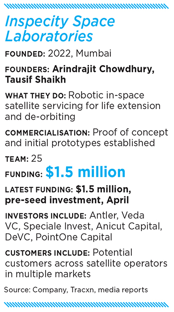 Arindrajit Chowdhury (right)at IIT-Bombay and his student Tausif Shaikh, Cofounders, Inspecity Space Laboratories Image: Mexy Xavier