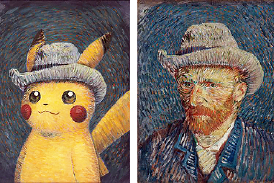 Floor 1 of the Van Gogh Museum houses six canvases combining the world of the Dutch painter with that of the Japanese franchise. 
Image: ©2023 Pokémon / Nintendo / Creatures / GAME FREAK. And Vincent van Gogh Foundation©