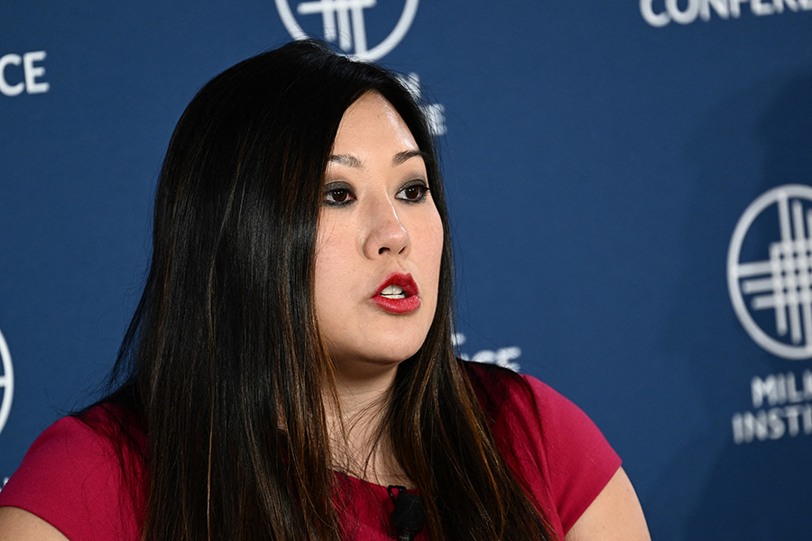 Caroline Pham, Commissioner of the US Commodity Futures Trading Commission. (Photo by Patrick T. Fallon / AFP)