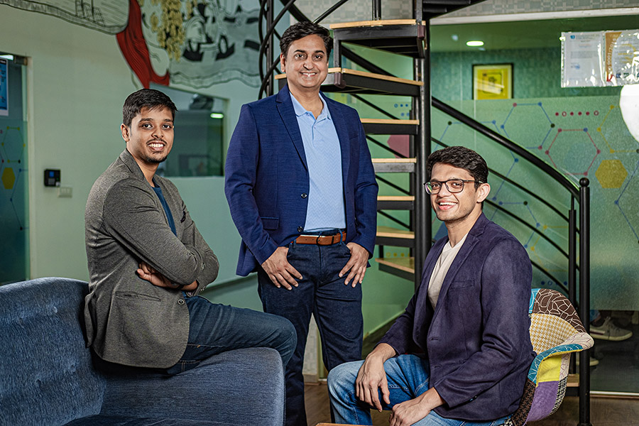(From left) Karthik Hajela, Pankaj Sharma and Akshay Singhal, Co-founders, Log9