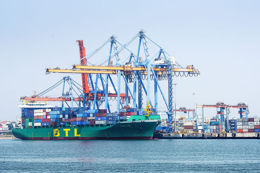 (File)  A ship anchored at Visakhapatnam Seaport in Visakhapatnam, India. 
Image: Abhijit Bhatlekar/Mint via Getty Images 