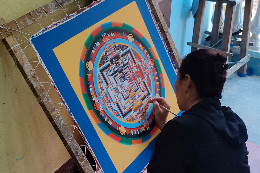 Thangka painting is a Tibetan Buddhist painting with a lot of symbolism. Image: Kalpana Sunder