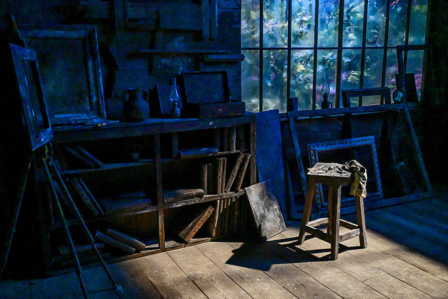 This photograph taken on March 18, 2024, shows a reconstruction of Auguste Renoir's atelier in Cagnes-sur-Mer during a press preview of the Cezanne / Renoir exhibition, at Palazzo Reale in Milan. Image: Piero CRUCIATTI / AFP