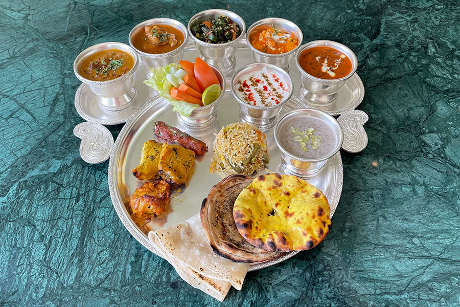 Badshaahi Parosa is a royal banquet uniting the beloved dishes of the Mughal emperors, all on a single plate. Image: Veidehi Gite 