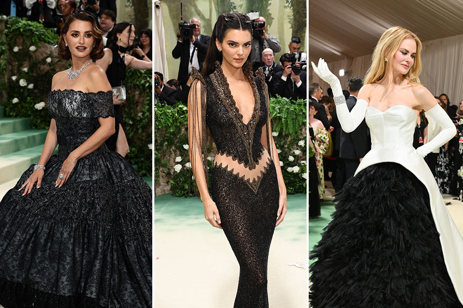 (L-R) Penelope Cruz in Chanel, Kendall Jenner in Givenchy, and Nicole Kidman in Balenciaga. Images: AFP