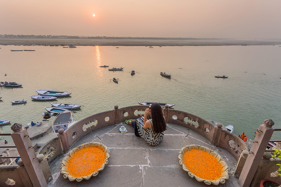 A view of the sunrise from Varanasi-based Brij Rama's terrace. 