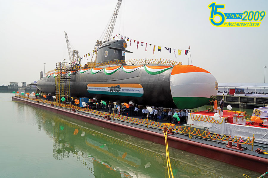 INS Vagsheer, launched in April 2022, is a submarine manufactured by Mazagon Dock Limited
Image: Courtesy Mazgaon Dock